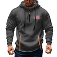 thumbnail image 2 of Sweat à Capuche pour Hommes, Sport Décontracté, avec Poche Imprimée et Demi-Fermeture Éclair, 2 of 5