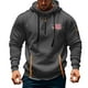thumbnail image 1 of Sudadera con capucha para hombre, con estampado de bolsillo, media cremallera, cordón ajustable, informal, deportiva, de manga larga, blusa de poliéster, 1 of 5
