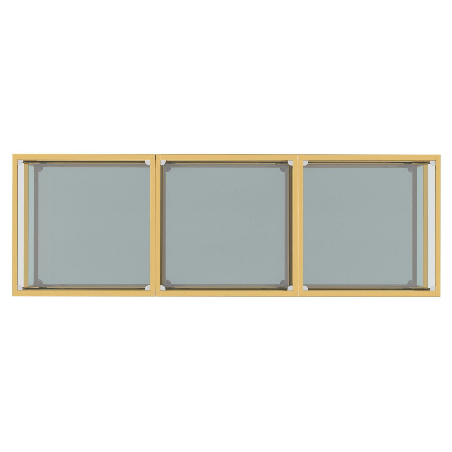 Table de Basse Multi-Niveaux Contemporaine en Métal et Verre, Jeu de 3 - Or