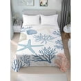 thumbnail image 4 of Coral Coastal Flat Sheets Only California King Size, Soft Breathable Bed Top Sheets for Mattress, Summer Beach Starfish Nautical Shell Luxury Bedding Flat Sheets for Home Hotel Bedroom Bed Protection, 4 of 9