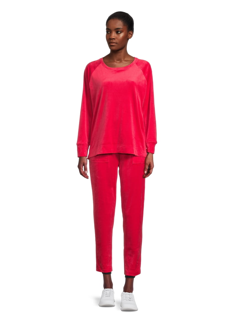 Time and Tru Women's Velour Top and Pants Set, 2-Piece, Sizes S