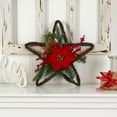 thumbnail image 3 of Nearly Natural Christmas Poinsettia Star Twig Plastic Holiday Wreath, 16" (Brown), 3 of 4
