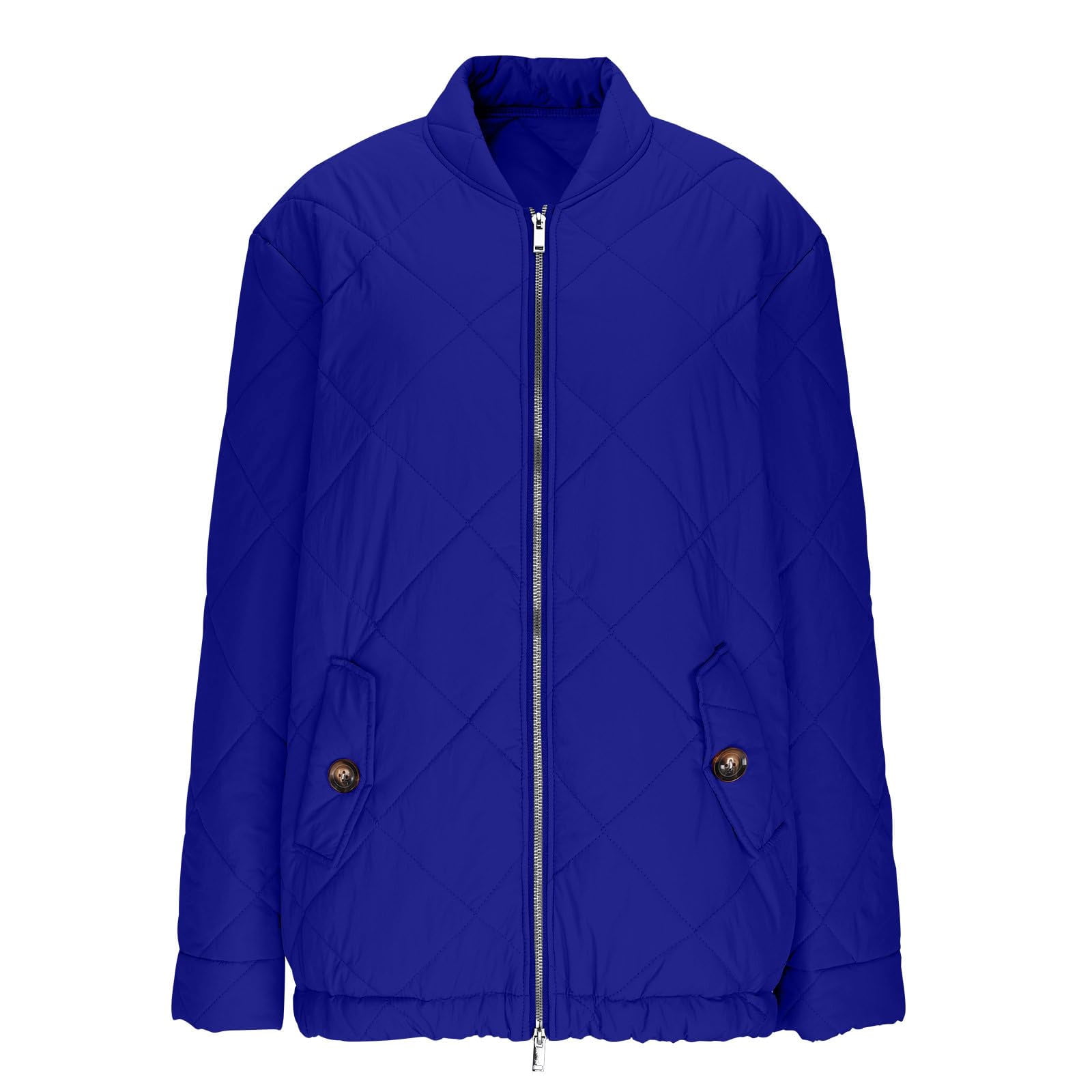 Women's Diamond Quilted Crop Jackets Lightweight Casual Bomber Jacket Warm Winter Zip Up Short Coats with Pockets