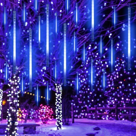 Outdoor Xmas Icicle Lights LHCER 30cm/50cm Falling Rain Light,Waterproof SMD2835 LED String Lights 8 Tube Meteor Shower Light String Lights Drop Icicle Light Christmas Holiday Outdoor Decor Tree Decoration ()