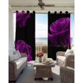 thumbnail image 4 of Purple Rose Blackout Curtains, Light Blocking Print Window Curtains, Vintage Abstract Garden Flower Floral Black Thermal Insulated Window Drapes for Living Room Kitchen Cafe 2 Panels, 84"W x 84"L, 4 of 9