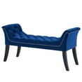 thumbnail image 1 of Contemporary Velvet & Solid Wood Bench in Blue, 1 of 8
