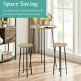 thumbnail image 5 of VECELO 3-Piece Bar Table Set with 2 Stools, Space Saving Round Pub Table Set for Breakfast Nook, Bistro, Dining Room, Kitchen, Maple Color, 5 of 9