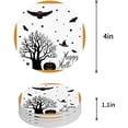 thumbnail image 1 of FMSHPON Halloween Tree Owl and Bat Silhouette Orange Border Set of 6 Round Coaster for Drinks, Absorbent Ceramic Stone Coasters Cup Mat with Cork Base for Home Kitchen Room Coffee Table Bar Decor, 1 of 6