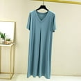 thumbnail image 4 of DuoJiaJ Pajama Nightgown For Women Short/Long Sleeve Button Down Nightwear Top Boyfriend Sleep Shirts Nightdress Plus Size Nightgowns Women Light Blue, 4 of 5