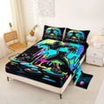 thumbnail image 2 of Castle Fairy Neon Baseball Pitcher Print Bed Sheets 4-Piece, Ice Cream Drip Full Size Sheets, Black Blue,1 Fitted Sheet, 1 Flat Sheet and 2 Pillowcases, 2 of 6
