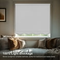 thumbnail image 3 of Chicology Textured Blackout Roller Shades with Fringe | Cordless Light Filtering Window Blinds |26.75"W X 64"H| Decorative Privacy Shades for Home & Office | Easy Install | White, 3 of 8