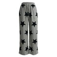 thumbnail image 3 of Qiylii Women Casual Straight Trousers Stars Print Drawstring Elastic Waist Long Pants Baggy Sweatpants Streetwear, 3 of 5