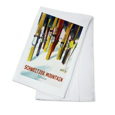 

Schweitzer Mountain Idaho Colorful Skis (100% Cotton Tea Towel Decorative Hand Towel Kitchen and Home)
