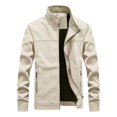 thumbnail image 4 of Mens Autumn Fashion Pure Color Stand Collar Imitation Leather Jacket Coat, 4 of 8