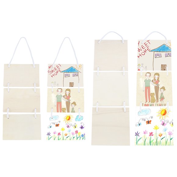 Wooden Hanging Boards DIY Accessories with Cotton Rope BurlyWood 54x15x0.5cm 45x15x0.4cm 4pcs/set