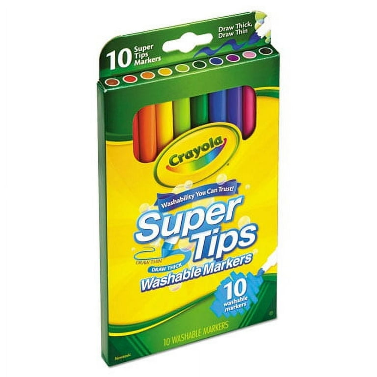 Washable SuperTip Markers, Fine/Broad Bullet Tips, Assorted Colors, 10/Set Washable SuperTip Markers, Fine/Broad Bullet Tips, Assorted Colors, 10/Set