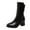Black, variant on Bmisegm Fashion Women Artificial Leather Solid Color Autumn Square Heels Zipper Mid Booties Round Toe Shoes Shoes Boots for Women White 6.5