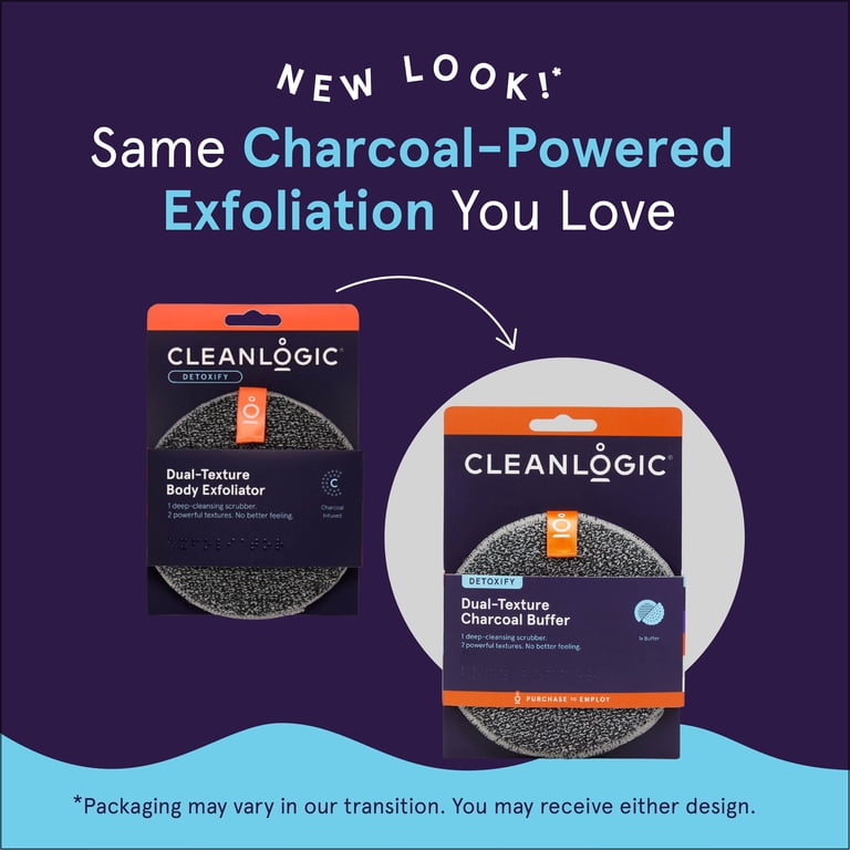 Cleanlogic Exfoliating Charcoal Body Scrubber, Dual-Texture Bath