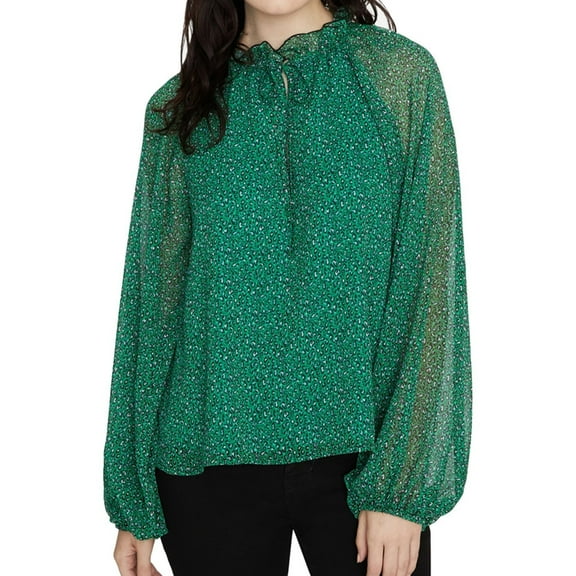 Sanctuary Clothing Womens Leopard Print Peasant Blouse, Green, Large