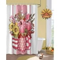 thumbnail image 2 of Fall Pink Pumpkin Sunflower Cotton Maple Leaves Shower Curtain Set ，Waterproof Fabric Shower Curtains Shower Curtains for Bathroom,Bathroom Decor 66"x72", 2 of 7