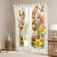 thumbnail image 3 of Erosebridal Pink Tulip Flowers Blackout Curtains Set of 2 (52x84 Each),Cute Rabbit Happy Easter Egg Window Curtains For Kids Girls, 3 of 6