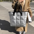 thumbnail image 2 of LHSHID Women Top-Handle Bag Women Solid Color Quilted Lattice Shoulder Bag Nylon Fashion Ladies Handbag for Shopping Traveling, 2 of 6