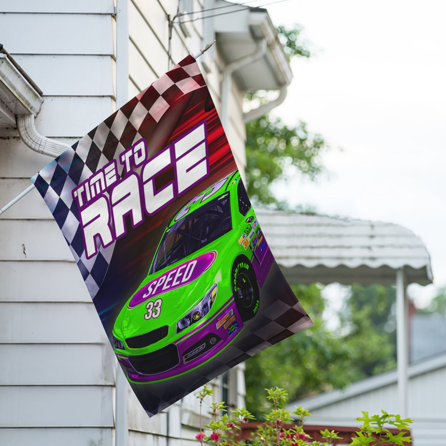 America Forever Start Your Engines Racing House Flag, 28 x 40 inch Double Sided, NASCAR Race Car Banner, Checkered Flag Decoration, Motorsports Outdoor Decor, Racing Fan Yard Flag