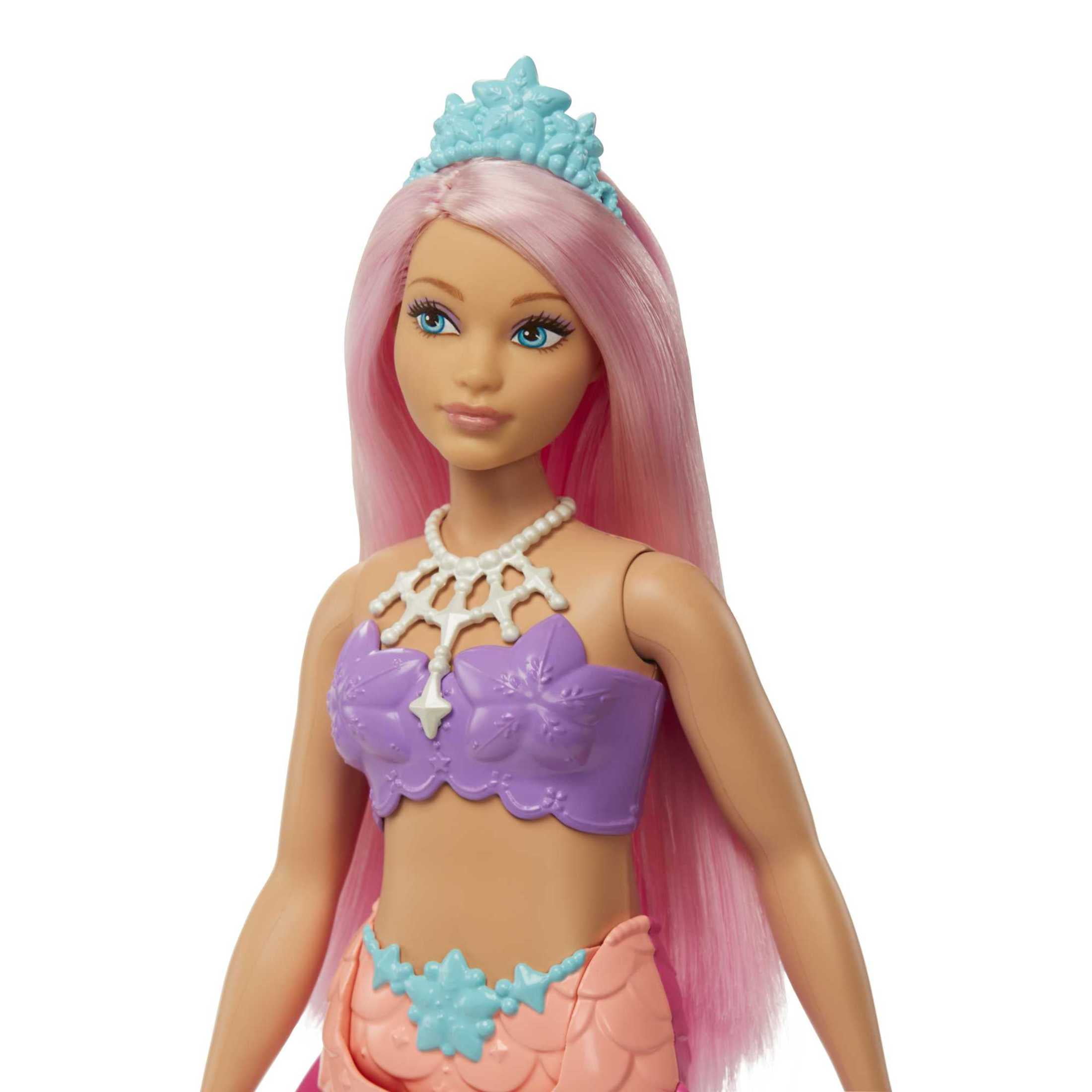 Barbie Dreamtopia Mermaid Doll with Curvy Body, Pink Hair & Tail & Tiara Accessory