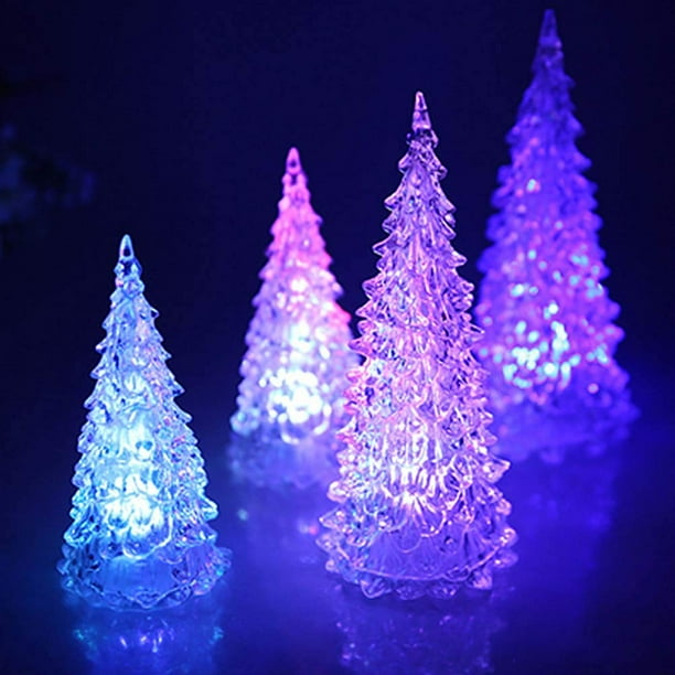 Gliving Lighted Christmas Trees - Set Of 4 Color Changing Led Acrylic Xmas Trees - Holiday Decorations - Christmas Decorations - Walmart.com