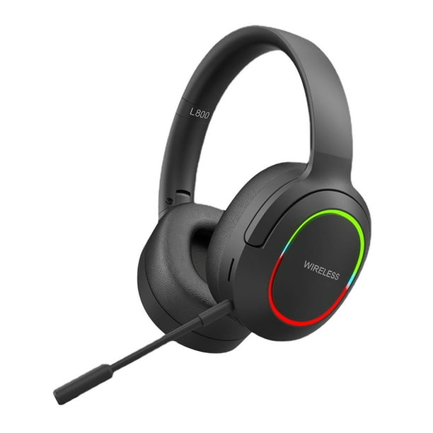 Auriculares Bluetooth, Auriculares inalámbricos, Auriculares Bluetooth supraaurales L800 con iluminación LED, Auriculares inalámbricos plegables de baja latencia con micrófono y función de respiración