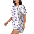 thumbnail image 2 of Naloa Orchids Flowers Women's Short-Sleeved Pajama Set, Loungewear, Summer pajamas, Breathable Cozy - Small, 2 of 9