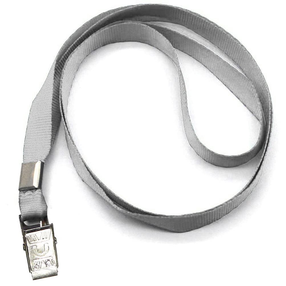 Gray Lanyards 100 Pack Nylon Flat Badge Lanyard For Id Name Tag (gray  100 Pack)