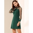 thumbnail image 4 of Unique Bargains Élégant Cravate Partie Maille Pure Panneau Points une Ligne Mini Robe de Femmes, 4 of 6