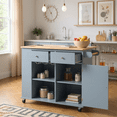 thumbnail image 2 of Homy Casa Kitchen Island with Power Outlet,Adjustable Storage for Home, Kitchen & Dining Room,Grey Blue, 2 of 8