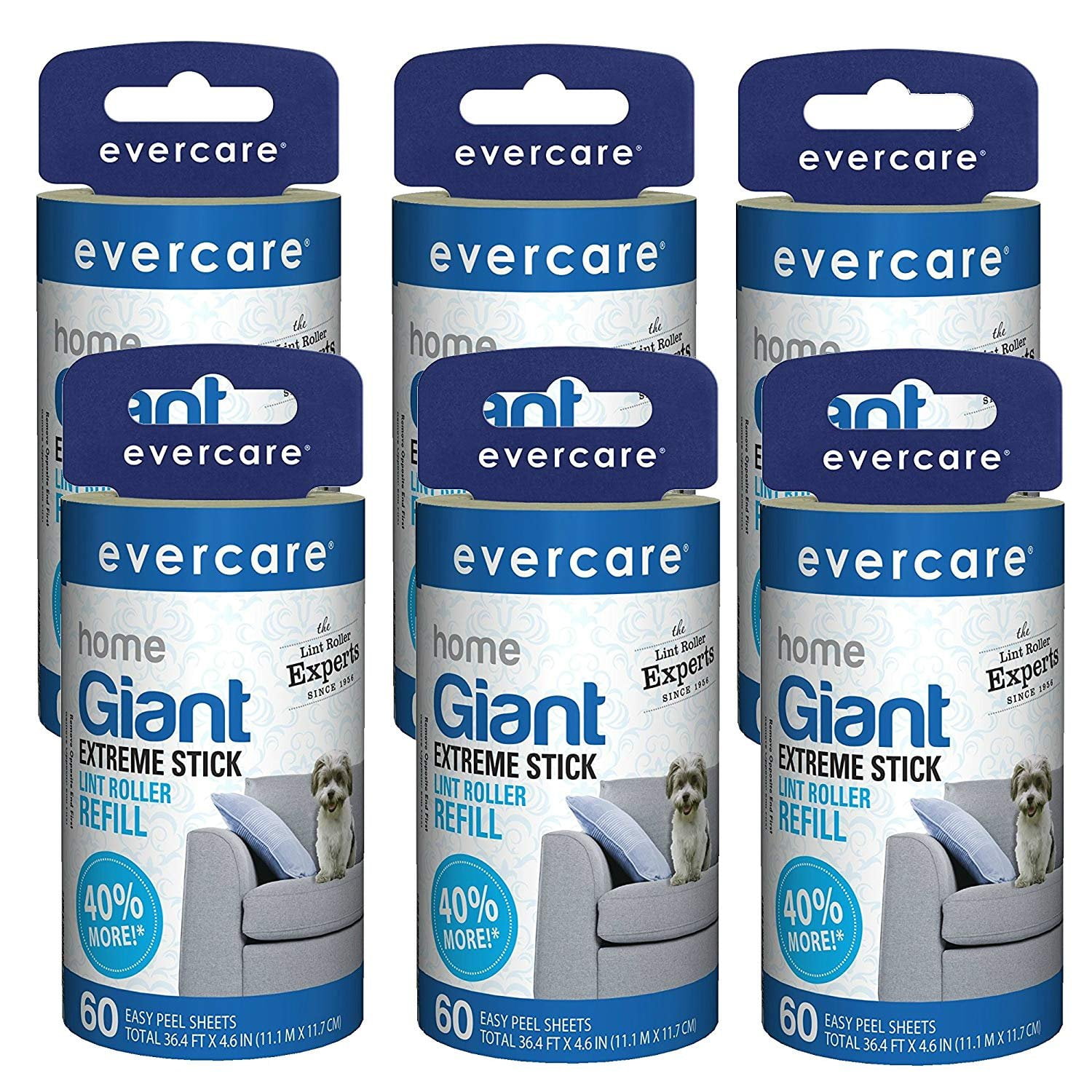 Evercare Giant Lint Rollers 65 Sheets All Purpose Easy Peel With Handle 2 
