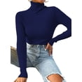 thumbnail image 1 of UKAP Women Knit Shirts Turtleneck Pullover Long Sleeve Tops Basic Work Sweater Navy Blue S, 1 of 2