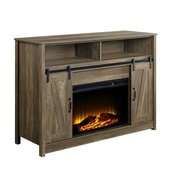 Newboti Furniture Rustic Oak 2-Door Fireplace with 2 Shelves 02763