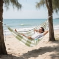 thumbnail image 5 of Hanging Hammock Portable Travel Camping For Outdooor Beach Camping Hiking Gingham in Olive Green, 5 of 8