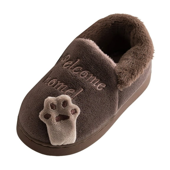 Cute Cat House Slippers for Boys Girls Winter Warm Platform Non Slip Fuzzy Slippers Slip On Plush Cotton Shoes