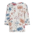 thumbnail image 6 of JoveMarine Women's V-Neck 3/4 Sleeve Floral Print Top Casual Blouse with Slit Hem Spring Fall Fashion Tunic for Daily Wear Weekend Purple Pink M, 6 of 6