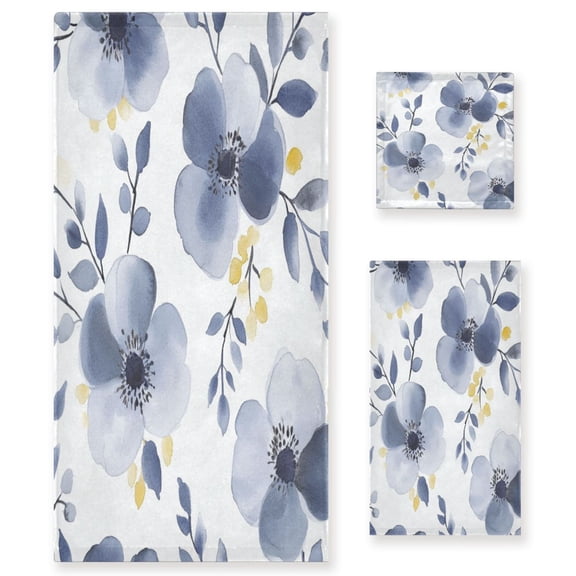 Three-Piece Towel Set Face Towel Towel Set Hand Towel Bath Towel Cotton Bath Towels Bath Towel Sets Hand Bath Towels Gray Flower