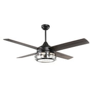Parrot Uncle 52 Inch Outdoor Ceiling Fan with Lights and Remote Control, Industrial Ceiling Fan Flush Mount, Oil Rubbed Brown