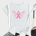 thumbnail image 2 of WREESH Breast Cancer Awareness T-Shirts For Women Trendy Pink Ribbon Butterfly Tops Basic Short Sleeve Round Neck Tees Casual Loose Fit Blouses White, 2 of 5