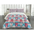 thumbnail image 3 of Ambesonne Paris Quilted Bedspread Set 3 Pcs, Coffee Love Eiffel Hearts, Queen Size, Multicolor, 3 of 5