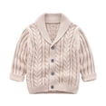 thumbnail image 2 of Godderr Infant Baby Boys Knitted Cardigan Sweater Fall Spring Knit Sweater Knitwear Lapel Crochet Jackets Solid Color Outwears Coats with Buttons for 6M-3Y, 2 of 7