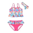 thumbnail image 1 of Girls Swimsuits 2 Piece Beach Tankini Swimwear Striped Ruffle Kids Bathing Suits Girls 4-5 Years, 1 of 5