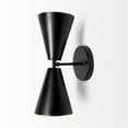 thumbnail image 3 of Mercana Eris II 7.3x12.6 Black Metal w/Gold Accent Double-Cone Wall Sconce, 3 of 7