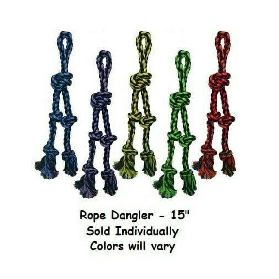 Nuts For Knots Dog Rope Toys Tennis Ball Durable Chew Choose Shape Colors Vary (Rope Dangler - 15")