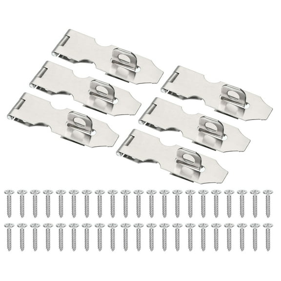 Uxcell Door Lock Hasp Latch 3 Inch, Stainless Steel Safety Hasp Lock Clasp Hinge with Screws,Silver 6 Pcs