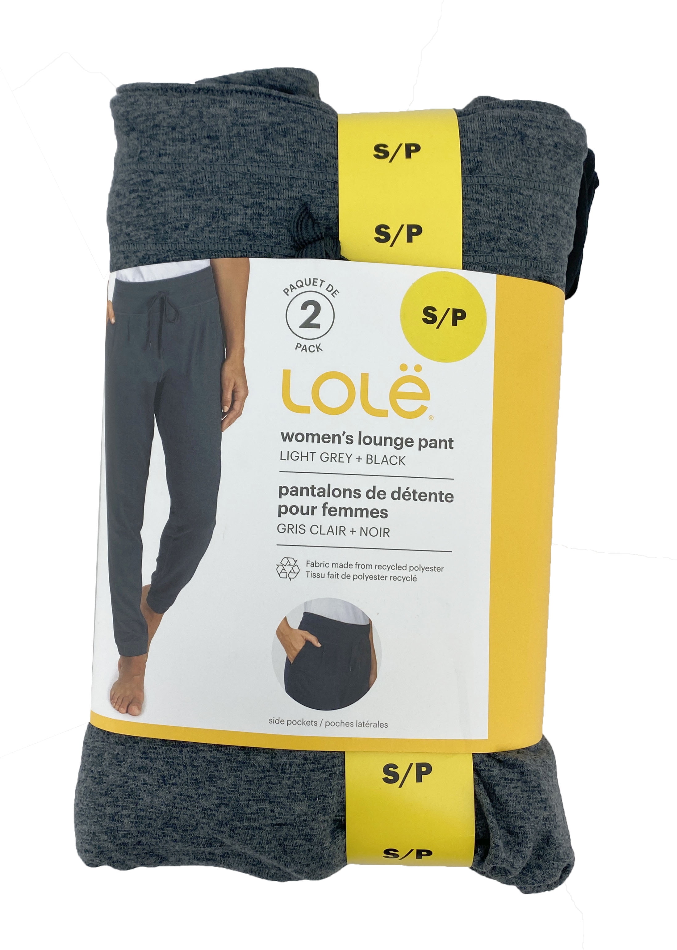 Lole Women's Lounge Pants with Pockets, Pack, Light Grey and Black, Size  Small